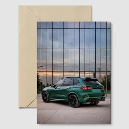 BMW X5M Competition Green Glass Building