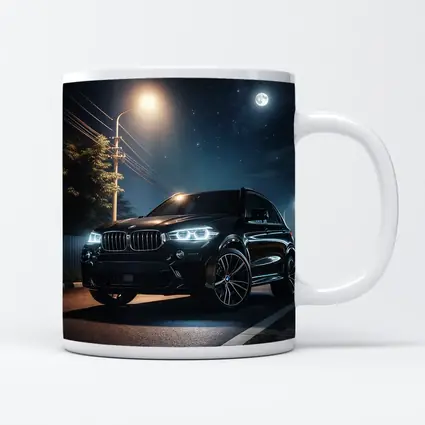BMW X5M Black SUV Night Street