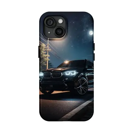 BMW X5M Black SUV Night Street