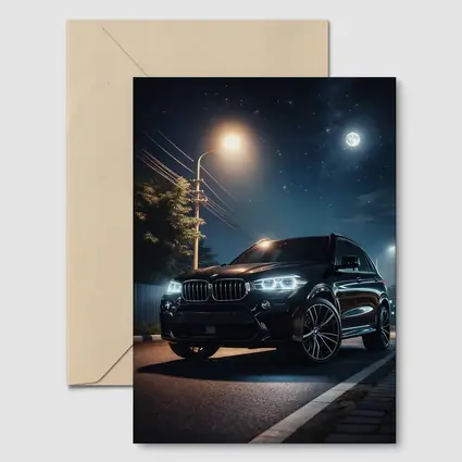 BMW X5M Black SUV Night Street