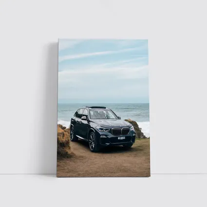 BMW X5 Parked by Coastal Rocky Shore