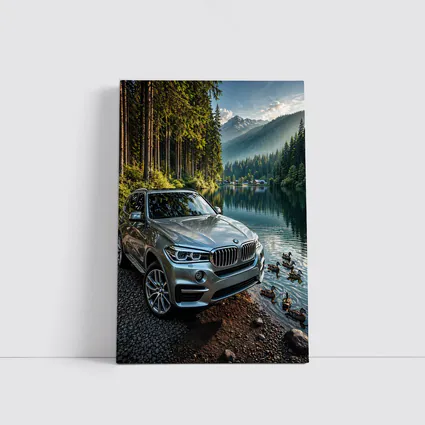 BMW X5 Parked By Mountain Lake