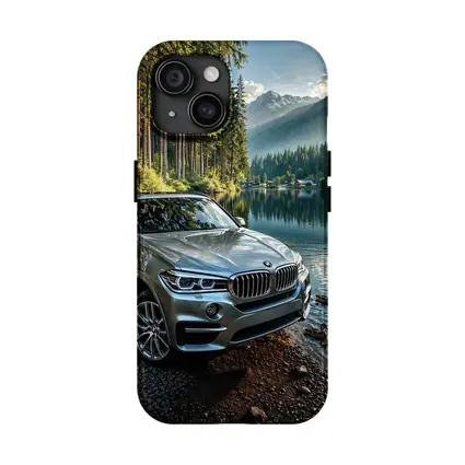 BMW X5 Parked By Mountain Lake