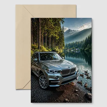 BMW X5 Parked By Mountain Lake