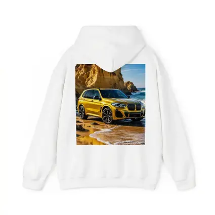 BMW X5 Yellow Coastal Cliffs Beach Scene