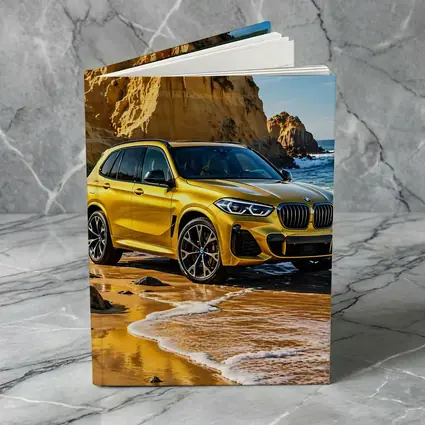 BMW X5 Yellow Coastal Cliffs Beach Scene