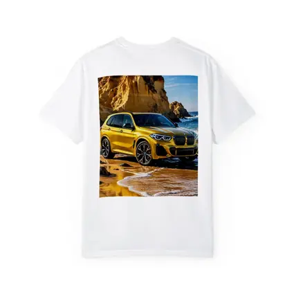 BMW X5 Yellow Coastal Cliffs Beach Scene
