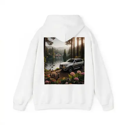 BMW X5 Parked By Serene Forest Lake