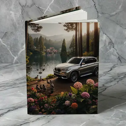 BMW X5 Parked By Serene Forest Lake