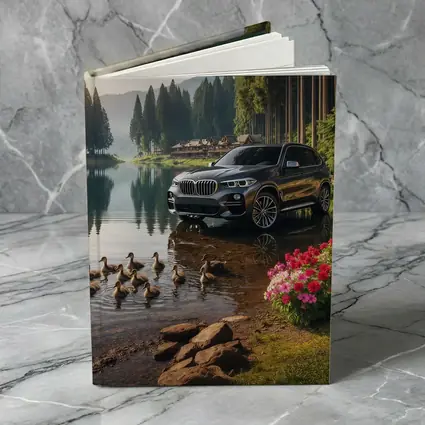 BMW X5 Parked Beside Serene Forest Lake