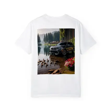 BMW X5 Parked Beside Serene Forest Lake