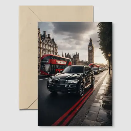 BMW X5 Black London Big Ben Street