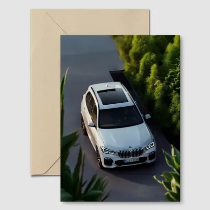 BMW X5 White SUV Green Garden Setting