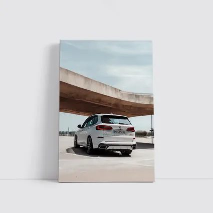 BMW X5 White SUV Urban Parking Scene