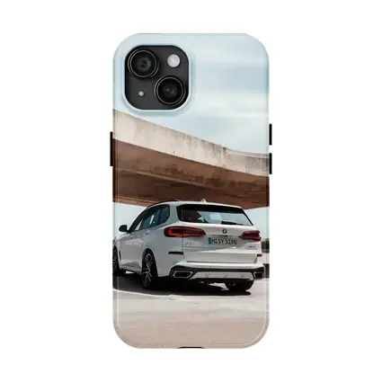 BMW X5 White SUV Urban Parking