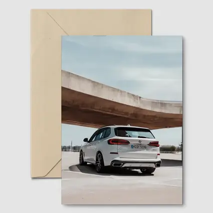 BMW X5 White SUV Urban Parking