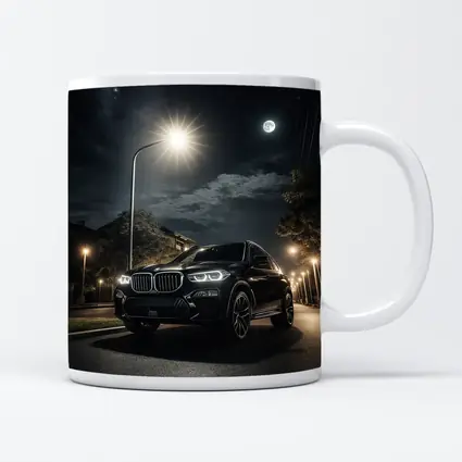 BMW X5M Black SUV Night Street