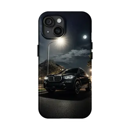BMW X5M Black SUV Night Street