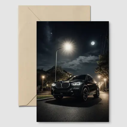 BMW X5M Black SUV Night Street