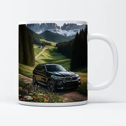 BMW X5 Black SUV Mountain Valley Scene