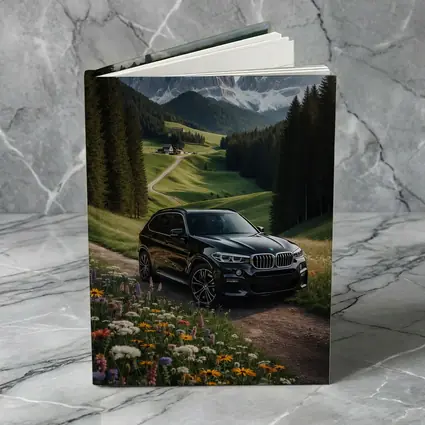 BMW X5 Black SUV Mountain Valley Scene