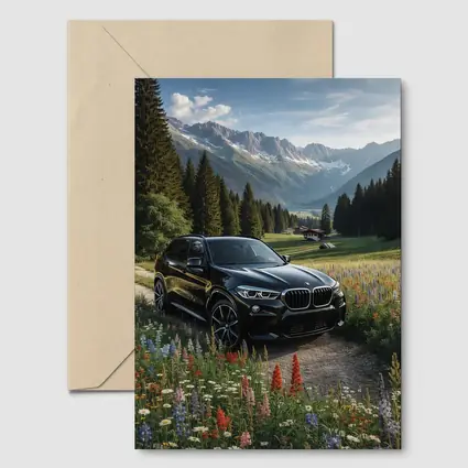 BMW X5 Black SUV Alpine Mountain Meadow