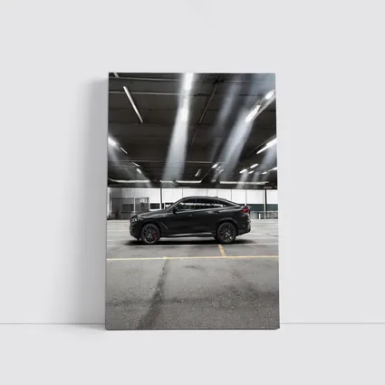 BMW X6 Black Parking Garage Side Profile