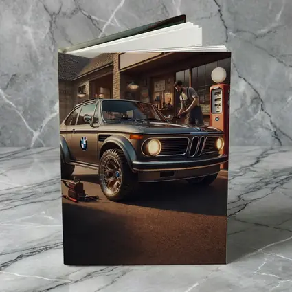 BMW 2002 Classic Vintage Gas Station Scene