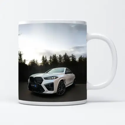 BMW X6 M White Parked Outdoors Dusk