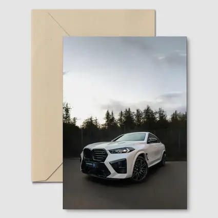 BMW X6 M White Parked Outdoors Dusk