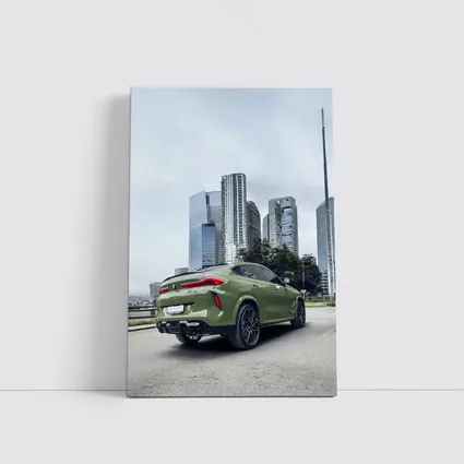BMW X6M Green Urban City Skyline