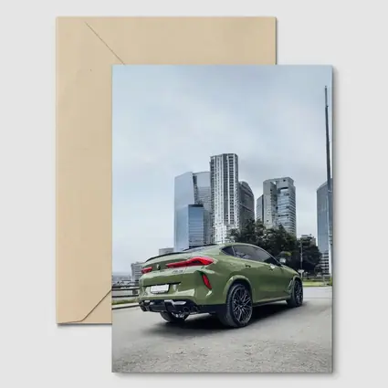BMW X6M Green City Skyline Rear View