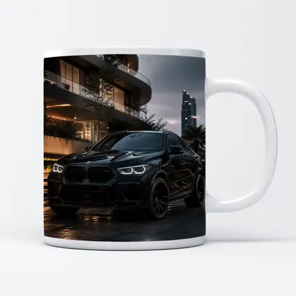 BMW X6 M Black City Night Scene