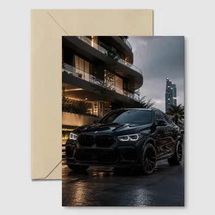 BMW X6 M Black City Night Scene
