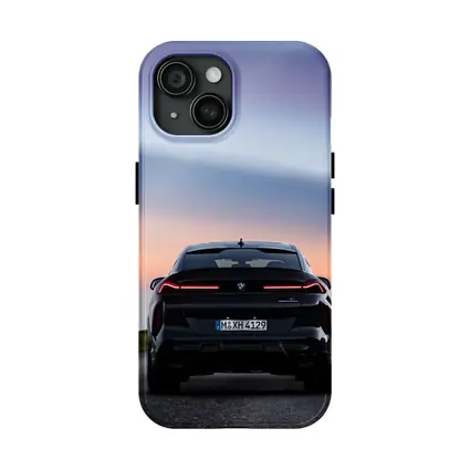 BMW X6 M Black Rear Sunset Road