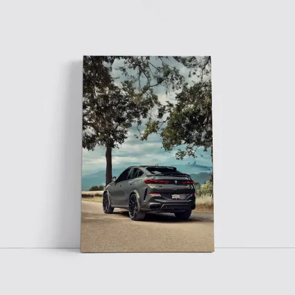 BMW X6M Matte Gray Mountain Road Scene
