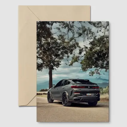 BMW X6M Matte Gray Mountain Road Scene