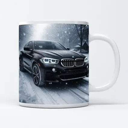 BMW X6 Black SUV Snowy Winter Road