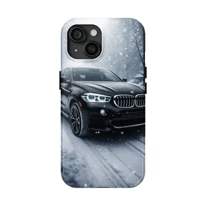 BMW X6 Black SUV Snowy Winter Road
