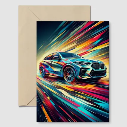 BMW X6M Bold Colorful Abstract Speed Art