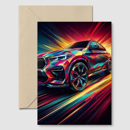 BMW X6M Bold Colorful Abstract Speed Art
