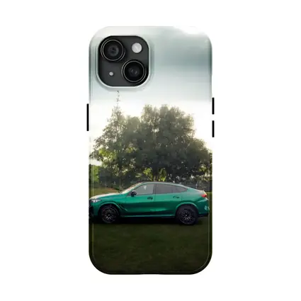 BMW X6M Green Side Profile Outdoor Setting