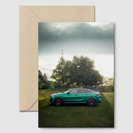 BMW X6M Green Side Profile Outdoor Setting