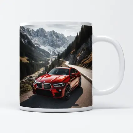 BMW X6M Red on Mountain Road