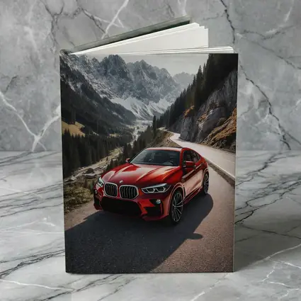 BMW X6M Red on Mountain Road