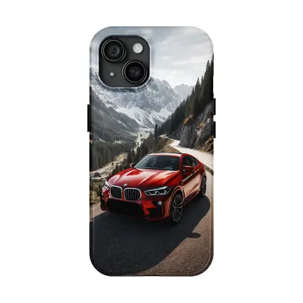 BMW X6M Red on Mountain Road