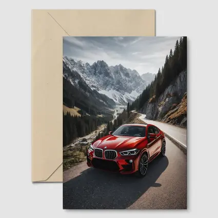 BMW X6M Red on Mountain Road