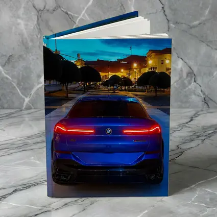 BMW X6M Blue Rear Night City Square