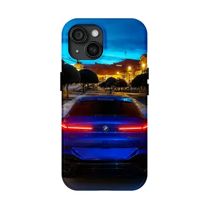 BMW X6M Blue Rear Night City Square