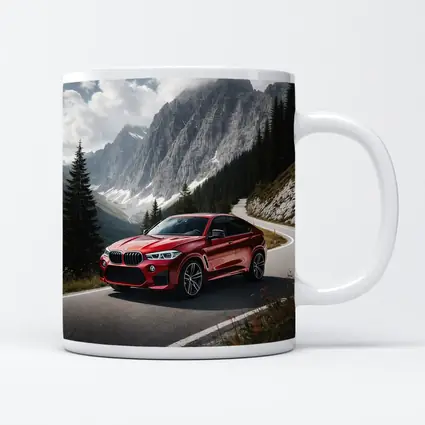 BMW X6M Red on Mountain Road